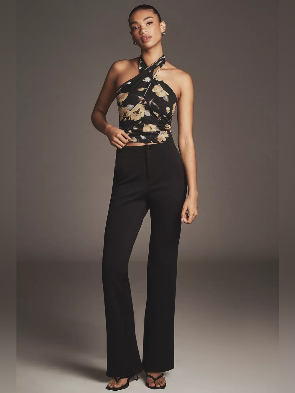 Anthropologie Maeve Black Easy Slim Side Stripe High Rise Bootcut Pants Sz 2